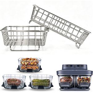 2 Pack Stainless Steel Crisper Racks for Ninja Crispi DD101 Stackable 2 Tier